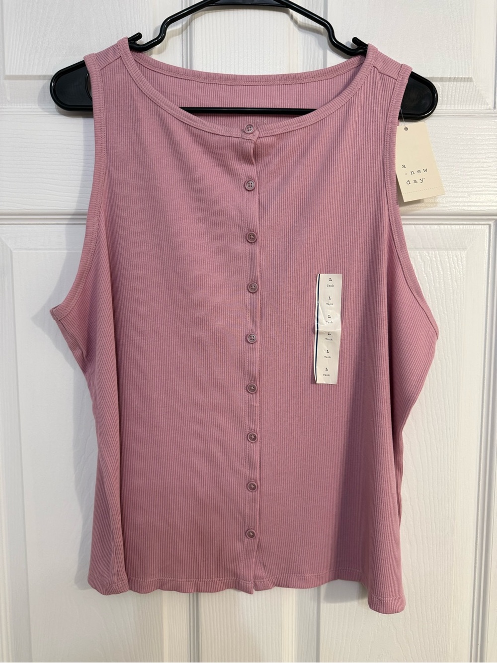 a new day Dusty Rose Ribbed Button-Front Tank